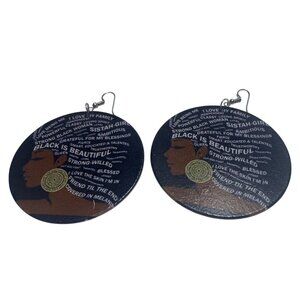 Wooden Round African Heritage Inspirational Earrings With Hook Design Lightweigh